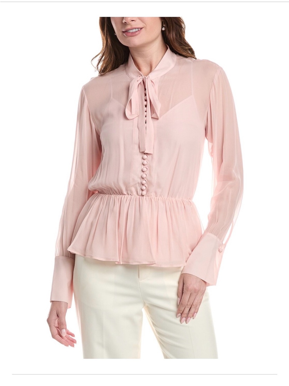 Rebecca Taylor Covered Button Tie-Front Blouse size xs